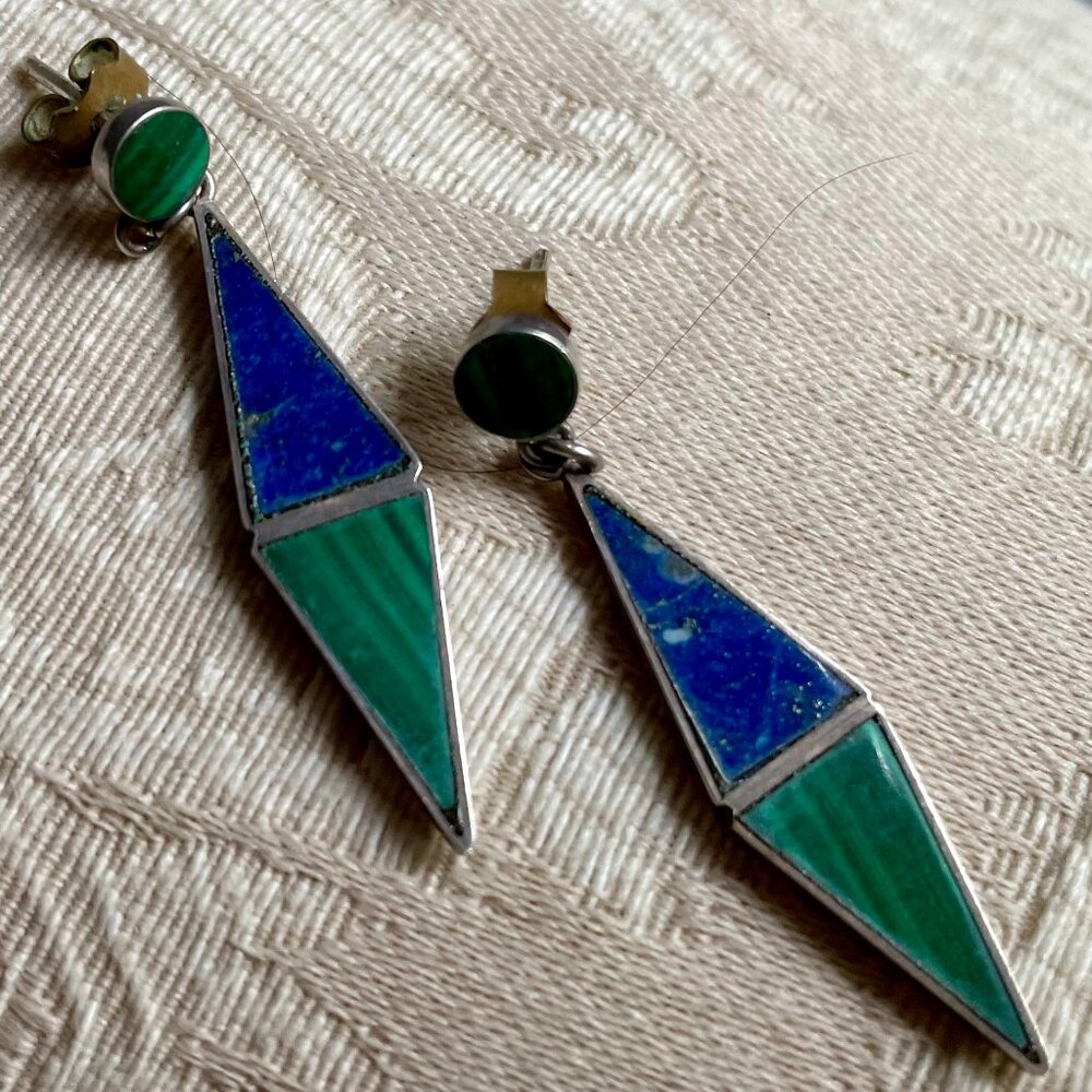 Lapis and Malachite Earrings
